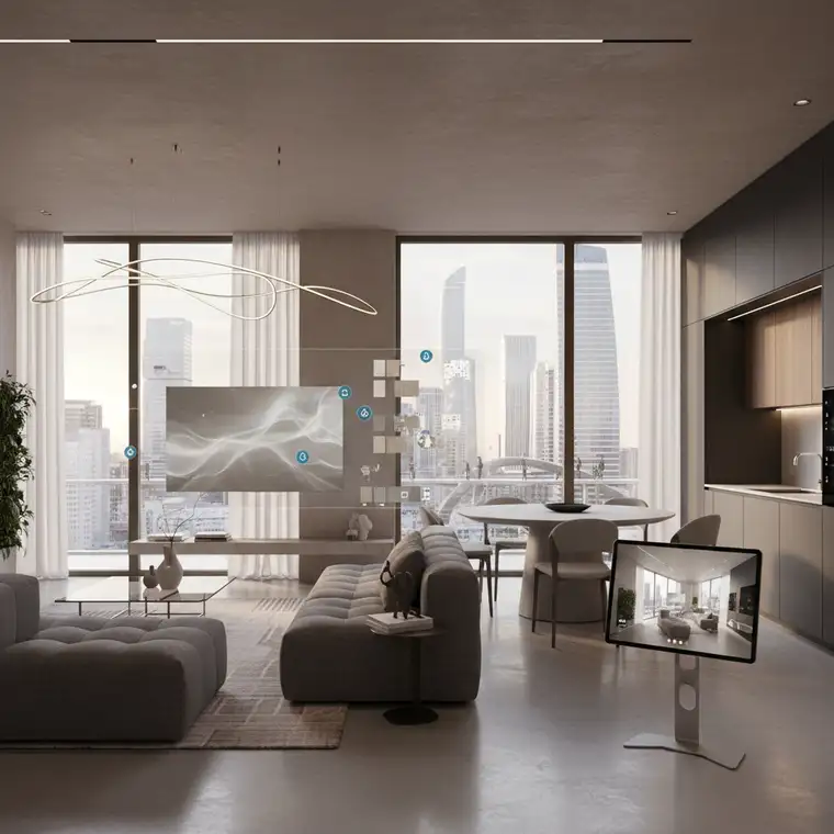 Wirtualny spacer 3D mieszkania 50 m2 w nowoczesnym apartamentowcu, prezentacja kosztownej kompleksowej wizualizacji 3D w 2026 roku