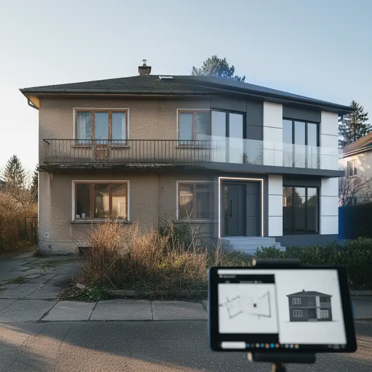 O ile kosztuje wizualizacja 3D nowej elewacji starego domu z lat 70