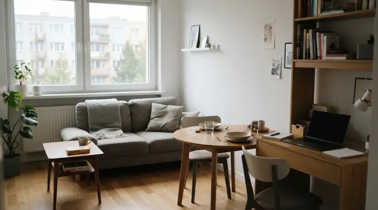 Aranżacja salonu w bloku 25m2 - jak podzielić przestrzeń na kilka funkcji